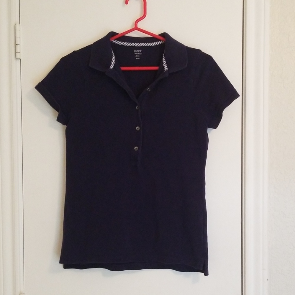 J Crew Navy Pique Polo style Sz M